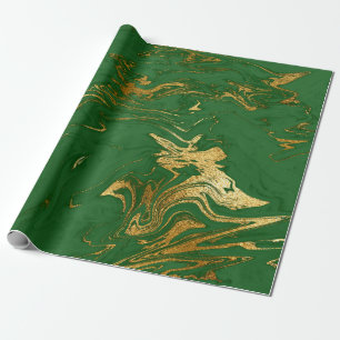 Papel De Presente Elegante na moda de ouro e mármore verde moderno