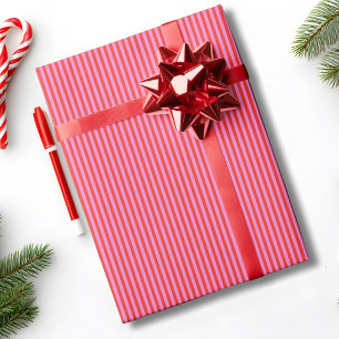 Papel De Presente Elegante Na Moda Listrado Vermelho Rosa Natal Feri