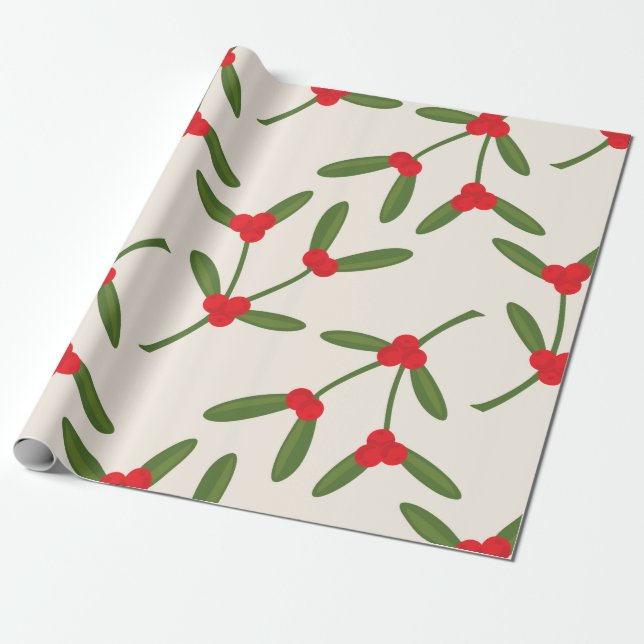 Papel De Presente Elegante Natal Inverno Frutas Feriado (Desenrolado)