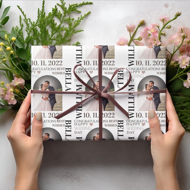 Papel De Presente Elegante Newlyweds Sr. & Sra. Wedding (Criador carregado)