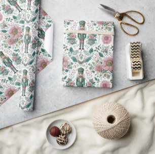 Papel De Presente Elegante Noz-Crracker e Impressão de Flores