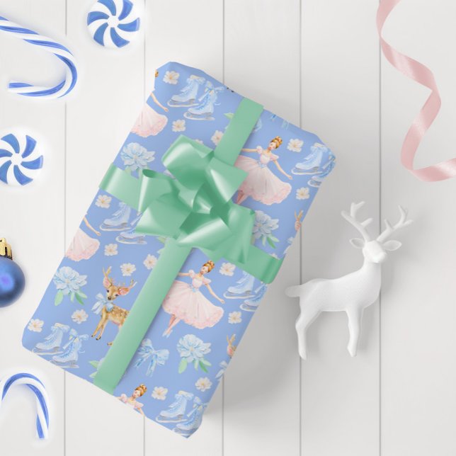 Papel De Presente Elegante Nutcracker Ballerina Arco Skates de gelo (Criador carregado)