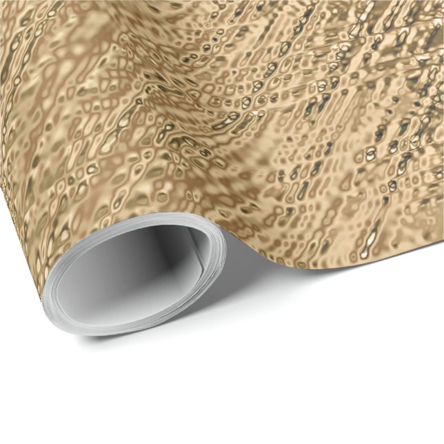 Papel De Presente Elegante Olhar de Textura Áspera em Dourado Metáli (Ponta do rolo)