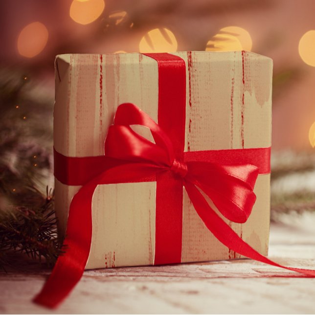 Papel De Presente Elegante Ouro de Artsy Brushstrokes Vermelho Escur (Criador carregado)