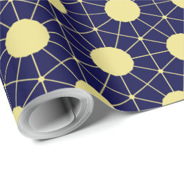 Papel De Presente Elegante Padrão de Azulejos Geométricos em Azul Ma