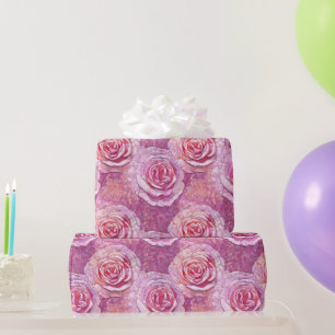Papel De Presente Elegante padrão de mosaico de rosa cor-de-rosa de