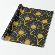 Elegante padrão de sol em dourado Art Deco sobre p