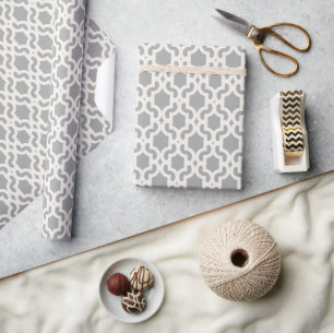 Papel De Presente Elegante Padrão de Treliça Quatrefoil Marroquino e