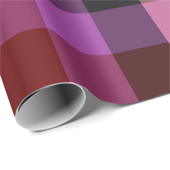 Papel De Presente Elegante padrão xadrez contínuo em vermelho e amei (Ponta do rolo)