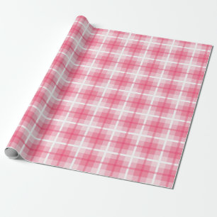 Papel De Presente Elegante Padrão Xadrez De Vermelho Rosa Branco