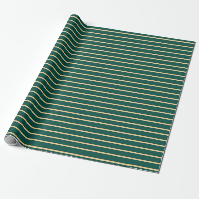 Papel De Presente Elegante paper con rayas verdes y vainilla (Desenrolado)
