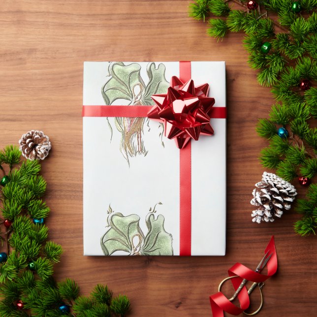 Papel De Presente Elegante Pássaro Botânico  (Presente de Natal)