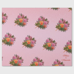 Papel De Presente Elegante peônia rosa floral simples