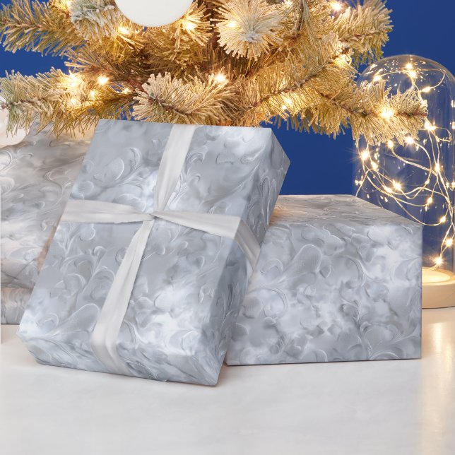 Papel De Presente Elegante Pérola Prata Brilho de Gelo Padrão Abstra (Feriados)