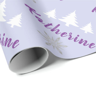 Papel De Presente Elegante Personalizado Feliz Flocos de Neve de Nat