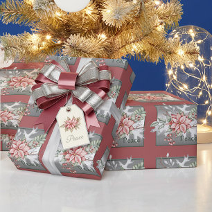Papel De Presente Elegante poinsettia aquarela personalizada de Nata