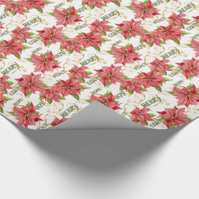 Papel De Presente Elegante Poinsettia Feliz de Natal Amar Joy Paz (Ponta)