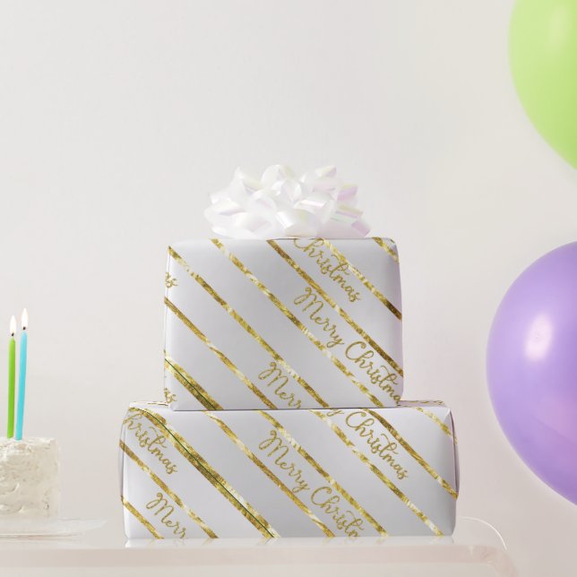Papel De Presente Elegante Prata Dourada Feliz Natal (Presentes para festas)