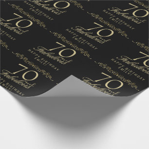 Papel De Presente Elegante Preto 70 e Fabuloso Aniversário de 70 ano