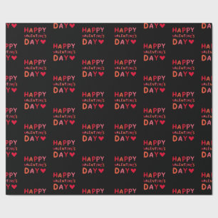 Papel De Presente Elegante preto e rosa vermelho feliz valentine