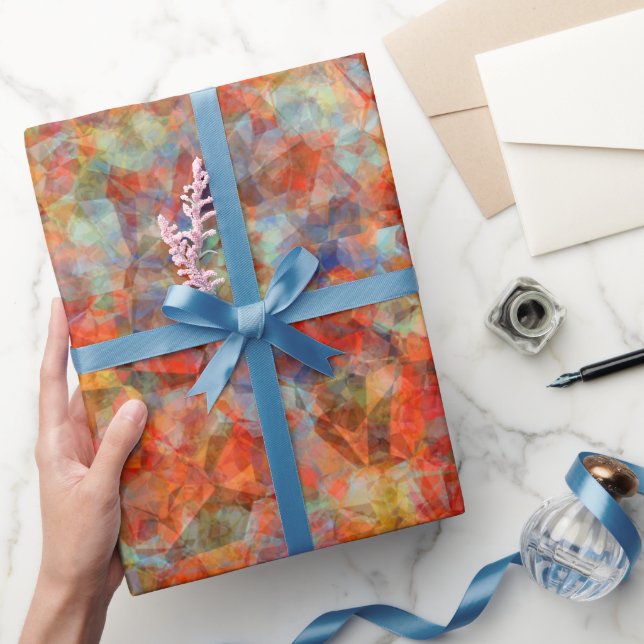 Papel De Presente Elegante Prisma Laranja Queimado (Presentear)
