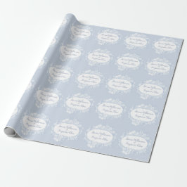 Papel De Presente Elegante Recepção de Casamento Azul Floral Casa Ab