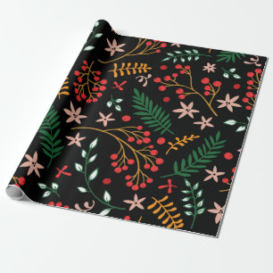 Papel De Presente Elegante Red Christmas Holly Berries Gift