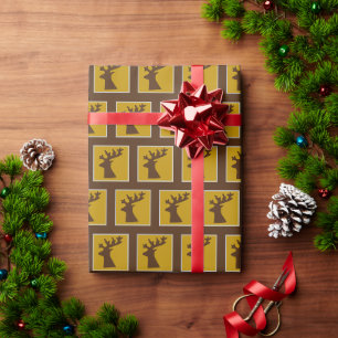 Papel De Presente Elegante Reindeer de Feriado Padrão de Cabeça Prof