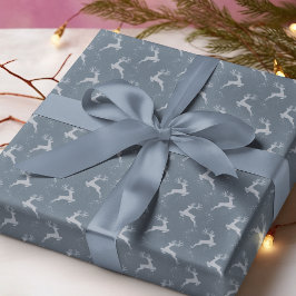 Papel De Presente Elegante Reindeer Dusty Blue Monotone