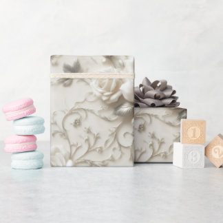 Papel De Presente Elegante Rosa de Marfim com desenho Floral Pratead