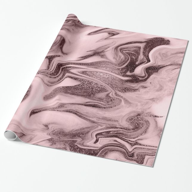 Papel De Presente Elegante rosa de ouro e mármore rosa (Desenrolado)