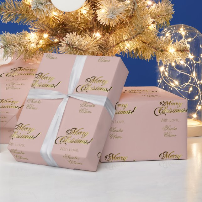 Papel De Presente Elegante Rosa Dourado, Sereia de Natal Rosa (Feriados)