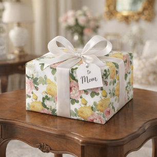Papel De Presente Elegante Rosa Floral Vintage Noiva Glamour 