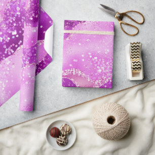 Papel De Presente Elegante Rosa Magenta Claro Brilho Brilho Ágata