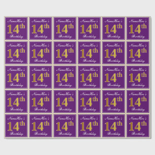 Papel De Presente Elegante, roxo, aniversário do ouro do falso 14o 