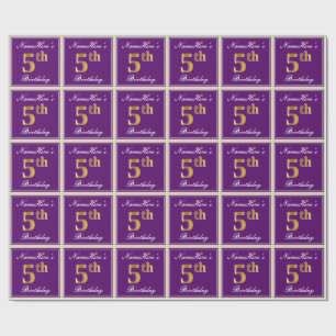 Papel De Presente Elegante, roxo, aniversário do ouro do falso 5o +