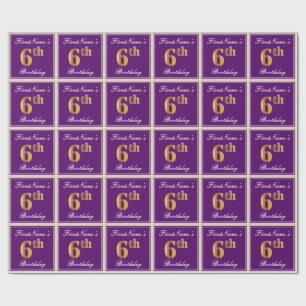 Papel De Presente Elegante, roxo, aniversário do ouro do falso 6o +
