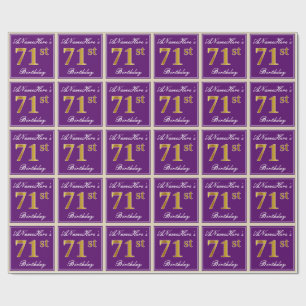 Papel De Presente Elegante, roxo, aniversário do ouro do falso 71st