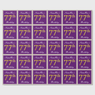 Papel De Presente Elegante, roxo, aniversário do ouro do falso 77th
