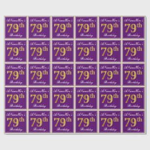 Papel De Presente Elegante, roxo, aniversário do ouro do falso 79.o