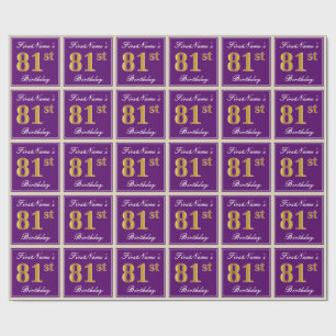 Papel De Presente Elegante, roxo, aniversário do ouro do falso 81st