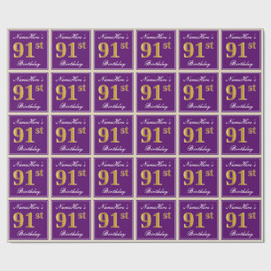 Papel De Presente Elegante, roxo, aniversário do ouro do falso 91st