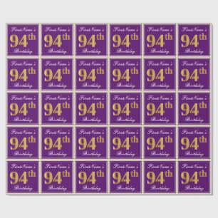Papel De Presente Elegante, roxo, aniversário do ouro do falso 94th