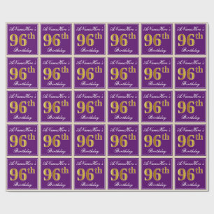 Papel De Presente Elegante, roxo, aniversário do ouro do falso 96th