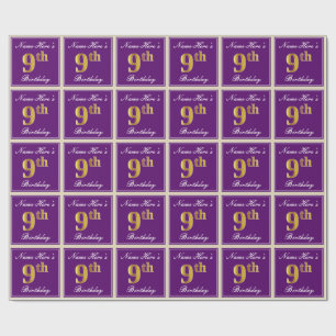 Papel De Presente Elegante, roxo, aniversário do ouro do falso 9o +