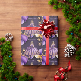 Papel De Presente Elegante Roxo Quinceañera Girl Art