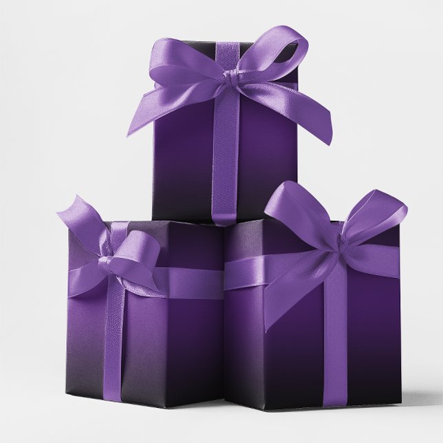 Papel De Presente Elegante Roxo Real e Ombre Preto (Elegant Royal Purple and Black Ombre Wrapping Paper)