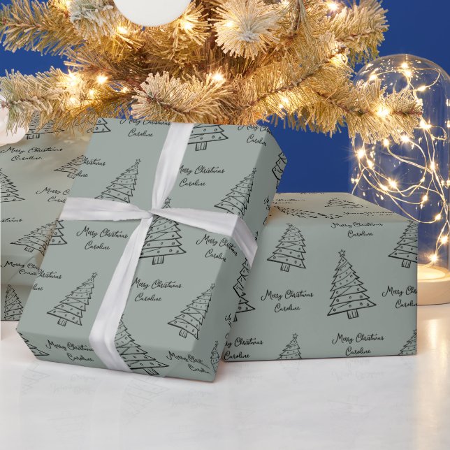 Papel De Presente Elegante Sage Green - Natal personalizado (Feriados)
