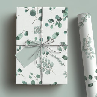 Papel De Presente Elegante Sálvia & Eucalipto Verde Água-forte