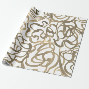 Papel De Presente Elegante Sepia Neutral Swirls Abstrato Watercolor 